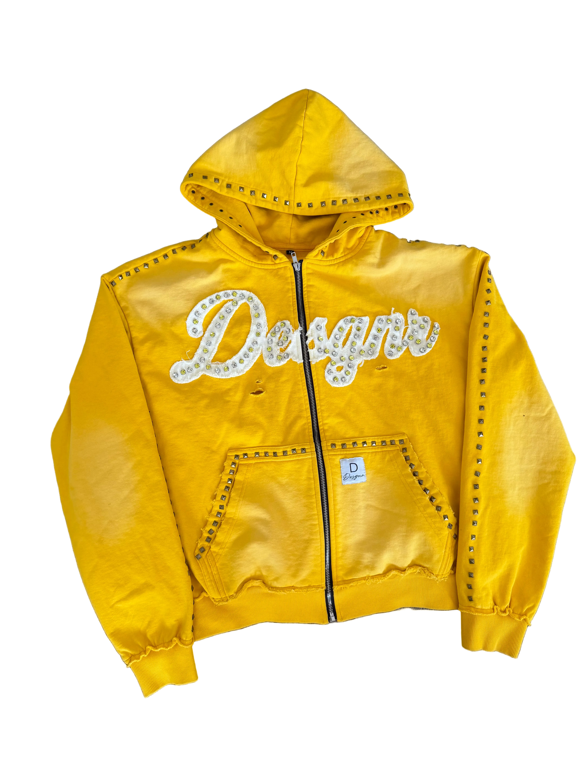 Yellow “gemstone” zip up